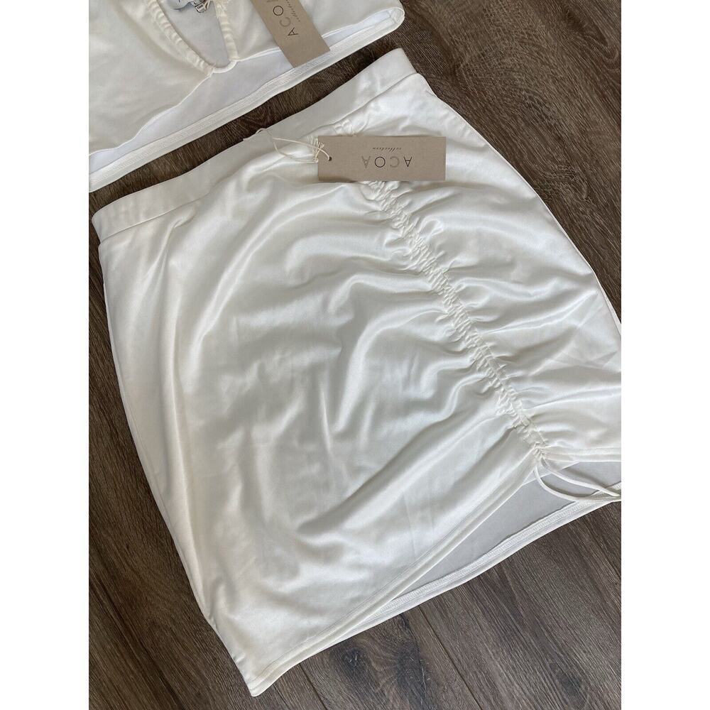 NWT ACOA sexy white Mini skirt and bandeau set size L vacation bride honeymoon - Picture 2 of 7